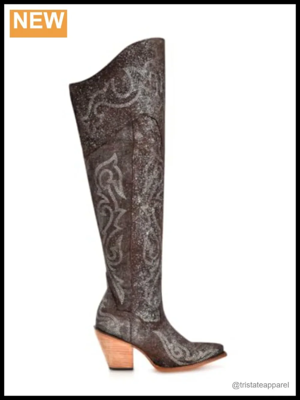 Over-the-Knee Equestrian Boots Cowhide Leather Pointed Toe Zip